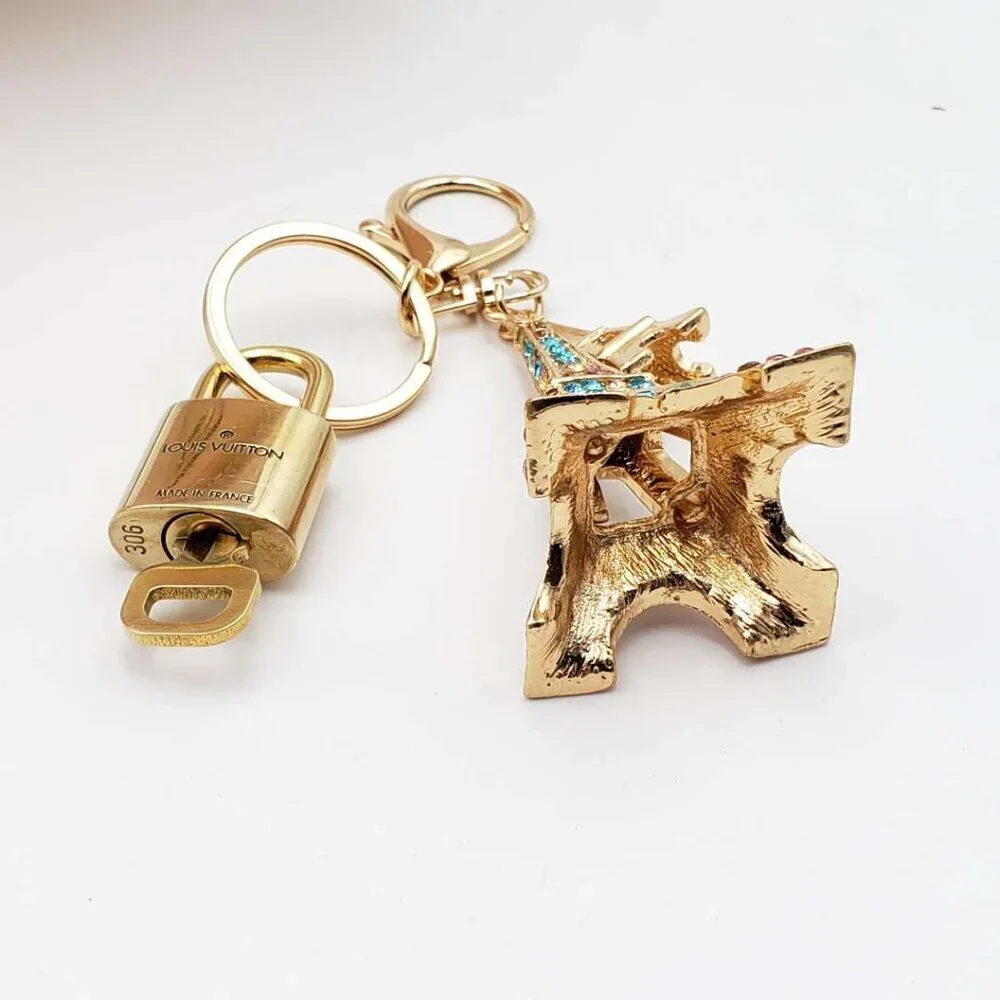 Louis Vuitton Gold Lock 🔒 Authentic LV Key + Unbranded Eiffel Tower Bag Charm